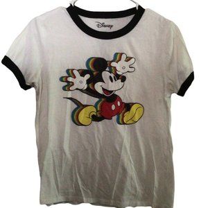 DISNEY MICKEY MOUSE RAINBOW OUTLINE GRAPHIC TEE SIZE LARGE